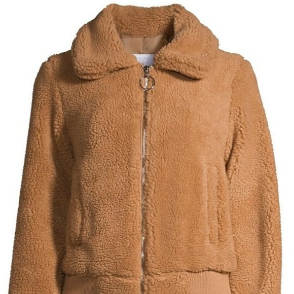 Jason Maxwell Women's Dusty Rose Faux Sherpa Bomber Jacket size M - Picture 3 of 5